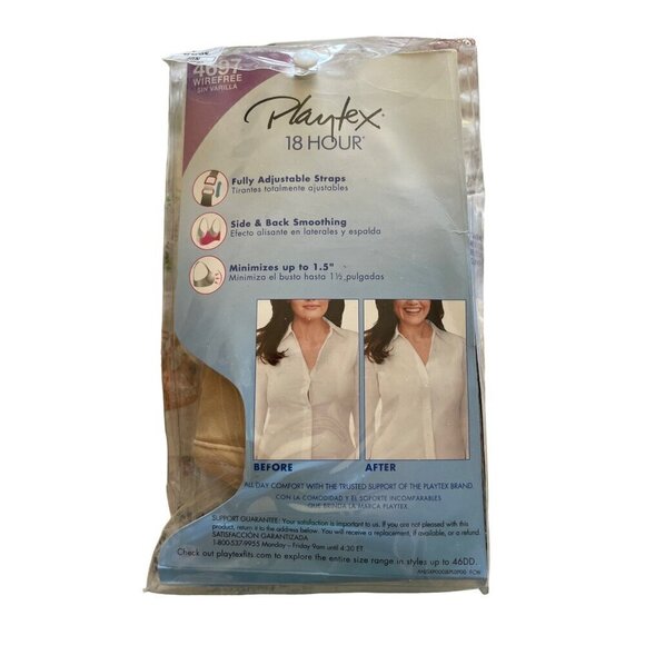Playtex 18 Hour Smoothing Minimizer Bra Size 38DD Wirefree Beige NEW - Picture 2 of 4